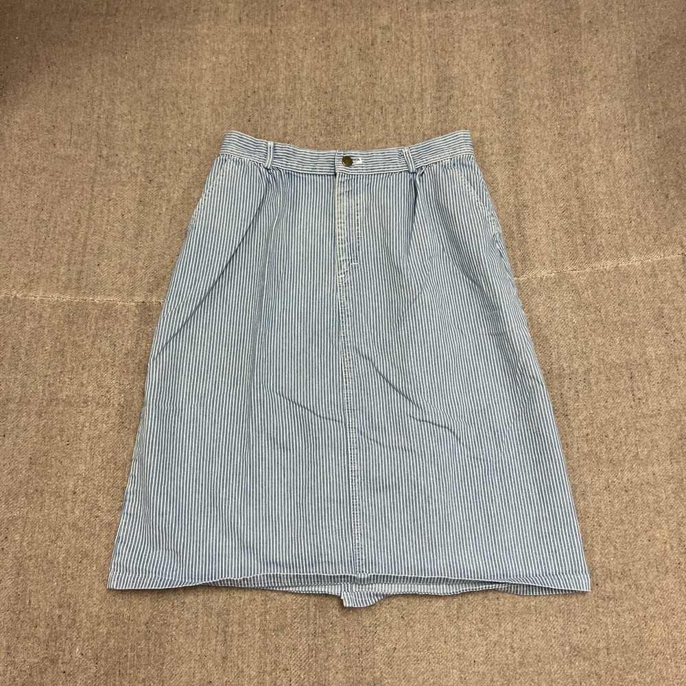Vintage L.L. Bean Skirt Women's Size 16 Blue 1970s Pin Stripeโ